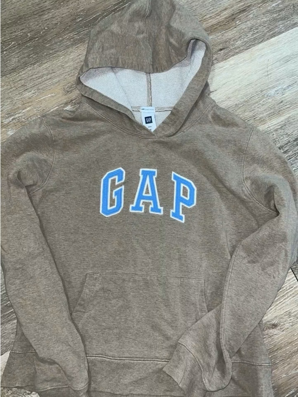 Gap Logo Pullover Hoodie big boys M Brown Long Sleeve Hooded Pouch Pocket
